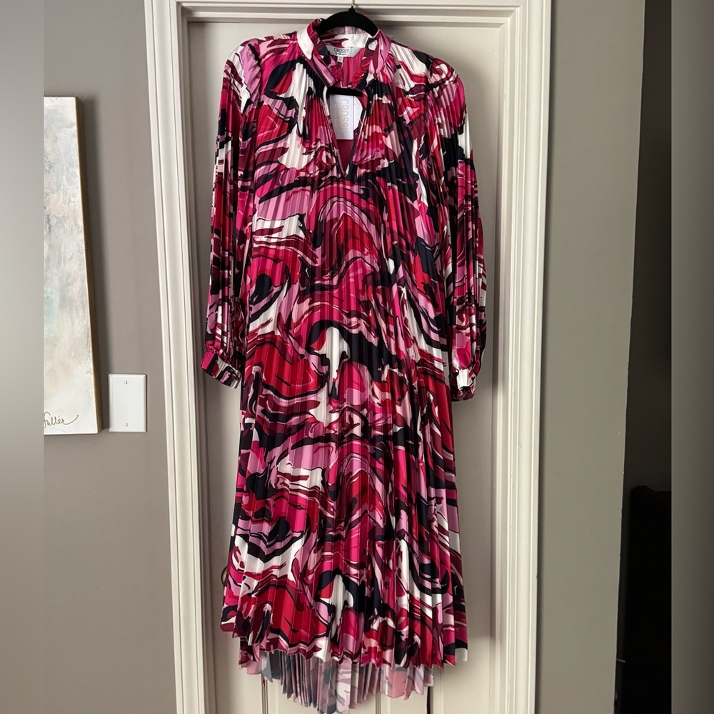 CROSBY by Mollie Burch Vibrant Pink and Black Long Sleeve Dress